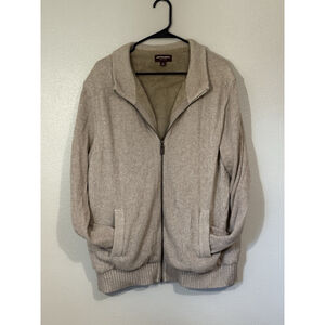 Johnson & Murphy Sherpa Lined Full Zip Wool Blend Sweater Womens XL Beige